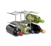 Relaxdays Botellero Vino para 9 Botellas, Acero Inoxidable, Plateado, 22 x 27 x 16,5 cm