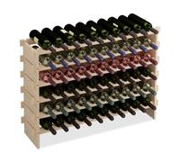 Relaxdays Botellero, para 60 Botellas de Vino, Vinoteca Apilable, 73 x 103 x 25 cm, Extensible, Madera de Pino, Natural