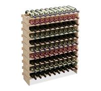 Relaxdays Botellero, 100 Botellas de Vino, Vinoteca Apilable, 120 x 103 x 25 cm, Extensible, Madera de Pino, Natural