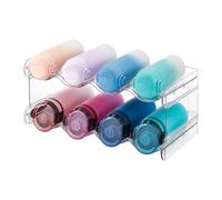 Relaxdays botellero apilable Transparente, 15x38,5x20 cm | organizador para nevera, 8 botellas, 2 niveles