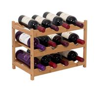 Relaxdays Botellero de bambú para 12 Botellas, 30x45x23.5 cm, Natural, para Vino Tinto y Blanco