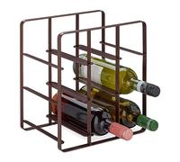 Relaxdays Botellero metálico marrón para 9 vinos cobre