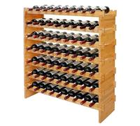 Relaxdays botellero de bambú, 63 botellas, 94 x 85 x 25,5 cm, natural | vino tinto y blanco, apilable