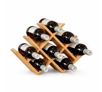 Relaxdays Botellero de bambú, 8 Botellas, para Vino Tinto y Blanco, 29 x 42,5 x 10 cm, Natural
