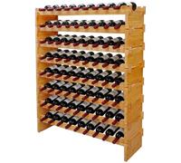 Relaxdays botellero de bambú para 72 botellas, 107 x 85 x 25,5 cm, natural | vino tinto y blanco, apilable