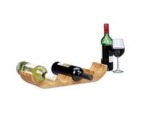 Relaxdays Botellero de Diseño Original para 6 Botellas, Bambú, Madera Natural, Aprox. 8 x 47,5 x 11,5 cm, 5 cm