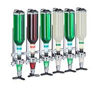 relaxdays Botellero de Pared, Soporte para Seis Botellas, Dosificador de 3 cl, Coctelería, 53x36x11 cm, Plateado