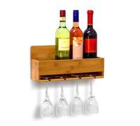 Relájese días 10019144 estante del vino con Glass Wine Rack Holder de bambú, 17 x 37 x 11,5 cm, colour blanco y negro-marrón