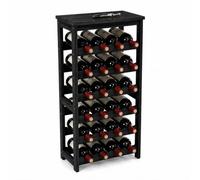 Relaxdays botellero de pie Negro para 24 Botellas, 82 x 40 x 24 cm | madera de nogal