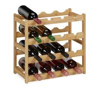 Relaxdays Botellero Bambú, Soporte Madera para 16 Botellas de Vino, Almacenaje Horizontal, 42,5 x 45 x 23,5 cm, Natural