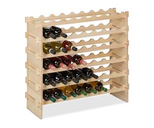 Relaxdays Botellero, Estante Apilable 48 Botellas, Vinoteca Madera, Mueble Almacenaje Vino, 73 x 82 x 25 cm, Natural