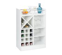Relaxdays Botellero Grande 22 Botellas Vino, Mueble Bar, Estante Bodeguero de Pie, Aglomerado, 96x63x35 cm, Blanco
