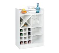 relaxdays Botellero Grande para 22 Botellas Vino, Mueble Bar, De Pie, Tablero Aglomerado, 1 Ud, 96x63x35 cm, Blanco, Fibras