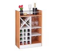relaxdays Botellero Grande para 22 Botellas Vino, Mueble Bar, De Pie, Tablero Aglomerado, 1 Ud, 96x63x35 cm, Marrón, Fibras, 96 x 63 x 35 cm