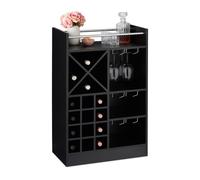relaxdays Botellero Grande para 22 Botellas Vino, Mueble Bar, De Pie, Tablero Aglomerado, 1 Ud, 96x63x35 cm, Negro, Fibras