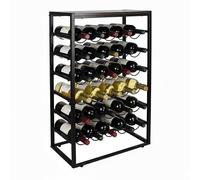Relaxdays Botellero Industrial de pie para 30 Botellas, Negro/marrón, 88 x 59 x 30 cm