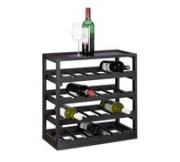 Relaxdays Botellero Vino para 20 Botellas, Madera, Negro, 52 x 52 x 25 cm