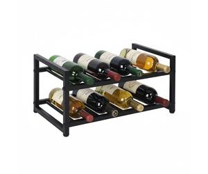 Relaxdays Botellero metálico 8 botellas negro