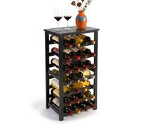 Relaxdays Botellero nogal 28 botellas negro