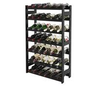 Relaxdays botellero para 42 Botellas, Madera de Nogal, Negro