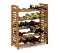 Relaxdays Botellero Vino para 25 Botellas, 73 x 63 x 25 cm, Estante Botellas Madera Nogal, 5 Niveles, Marrón Natural