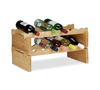 Relaxdays Botellero Vino Apilable hasta 36 Botellas, Bambú, Marrón, 2 Niveles