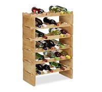 Relaxdays Botellero Vino Apilable hasta 36 Botellas, Bambú, Marrón, 6 Niveles