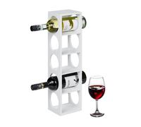 Relaxdays Botellero Vino Bambú, Estantería 5 Botellas Tinto, 53 x 14 x 12 cm, Vertical, de Pie, para Cocina, Blanco