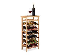 Relaxdays Botellero Vino Bambú, Mueble 28 Botellas, Vertical, 94 x 47 x 29 cm, Cocina, Sótano o Bar, con Repisa, Natural