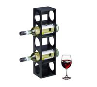 Relaxdays Botellero Vino Bambú, Estantería 5 Botellas Tinto, 53 x 14 x 12 cm, Soporte Vertical, de Pie, Enoteca, Negro