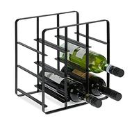 Relaxdays Botellero Vino Metálico, Estantería 9 Botellas, Cuadrado, 30,5 x 27,5 x 20 cm, Cocina, Salón o Bar, Negro, Hierro