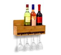 Relájese días 10019144 estante del vino con Glass Wine Rack Holder de bambú, 17 x 37 x 11,5 cm, colour blanco y negro-marrón
