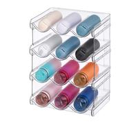 Relaxdays botelleros apilables, Organizador para Nevera, 37x28x20 cm | transparente, 12 botellas, 4 niveles