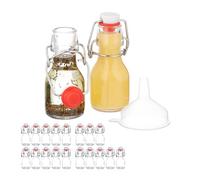 Relaxdays Botellitas de Cristal, 50 ml, Mini Botellas para Rellenar Licor o Aceite, Tapa Mecánica, Transparente, Pack de 20