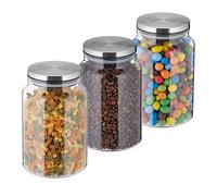 Botes cristal 1500ml Tarros cocina Frascos almacenaje Recipientes alimentos Set3