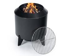 Relaxdays Brasero 2 en 1 sin humo con parrilla negro,plata