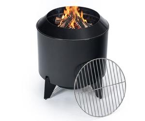 Relaxdays Brasero 2 en 1 sin humo con parrilla negro,plata