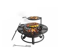 Relaxdays Brasero 2 rejillas ajustables negro