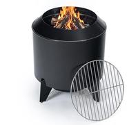 Relaxdays Brasero 2 en 1 sin humo con parrilla negro,plata