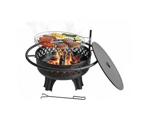 Relaxdays Brasero c/ parrilla ajustable negro