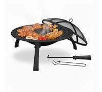 Relaxdays Brasero con rejilla negro,plata