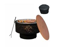 Relaxdays Brasero con tapa y rejilla marrón claro,negro