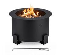 Relaxdays brasero de Baja emisión de Humo, Acero, 34×56 cm, Negro | Doble pared, atizador