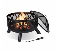 Relaxdays Brasero exterior con salvachispas negro