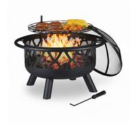 Relaxdays Brasero exterior XL con parrilla de bbq negro
