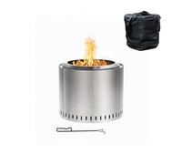 Relaxdays Brasero sin Humo, Acero Inoxidable, Al x Ø 40,5 x 49 cm, Base y Recipiente para Cenizas, Plateado
