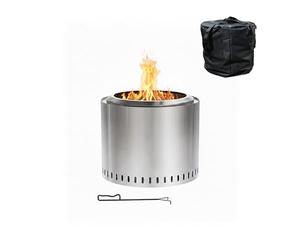Relaxdays Brasero sin Humo, Acero Inoxidable, Al x Ø 40,5 x 49 cm, Base y Recipiente para Cenizas, Plateado