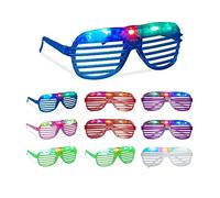 Relaxdays Brille im 10er Set Pack 10 Gafas LED Fiesta, Accesorios Cotillón, 3 Modos de Luz, Boda, Nochevieja, Rejilla, Plástico, Multicolor, 5,5 x 15 x 14 cm