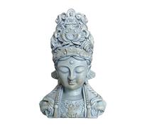 Relaxdays Busto de Buda, 44x32x21 cm, Deco Zen para salón y jardín, Resistente a la Intemperie y heladas, Gris Claro