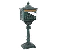 Relaxdays buzón Columna Estilo británico Antiguo, Aluminio Inoxidable, 118 x 41 x 29 cm, Verde